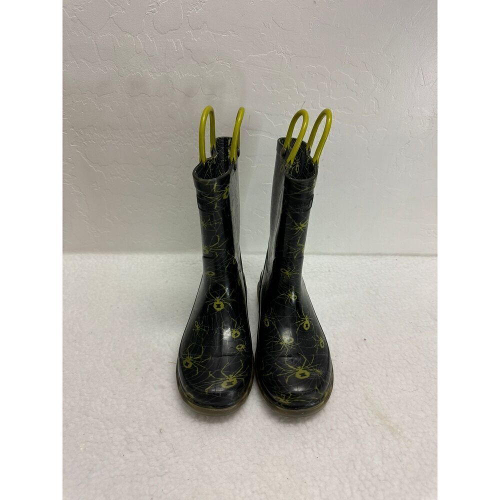 Western Chief Black Yellow Spider Light Up Rain Boots Kids Size 13